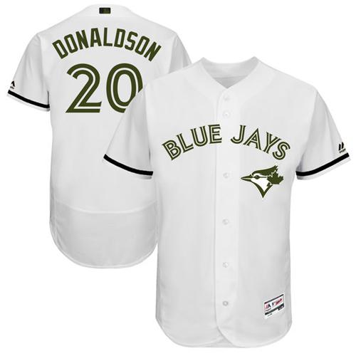 Blue Jays #20 Josh Donaldson White Flexbase Authentic Collection Memorial Day Stitched MLB Jersey - Click Image to Close